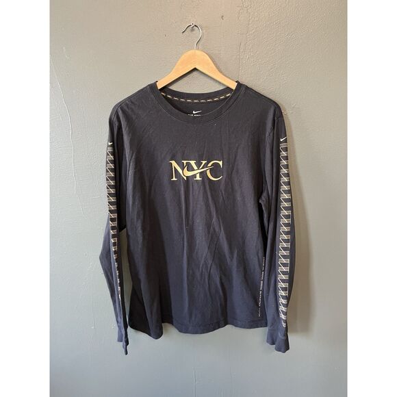 Nike Mens Black Long Sleeve NYC Graphic T-shirt Size Large The Nike Tee - Picture 1 of 3